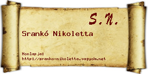 Srankó Nikoletta névjegykártya